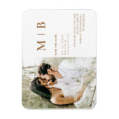 Magnet Flexible Faire-part de Couple Photo Monogramme Or & Blanc (Vertical)