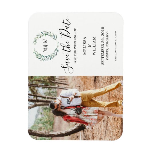 Magnet Flexible Faire part de date de botanique à l'aquarelle (Vertical)