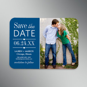 Magnet Flexible Faire part de date de mariage en bleu cobalt avec