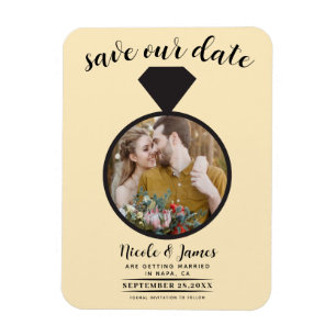 Magnet Flexible Faire-Part de Fiançailles Anneau de Mariage Photo