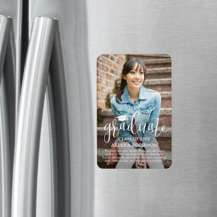 Magnet Flexible Faire-part de graduation de la photo en blanc mode