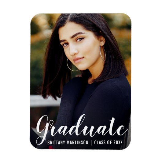 Magnet Flexible Faire-part de graduation de script moderne (Vertical)