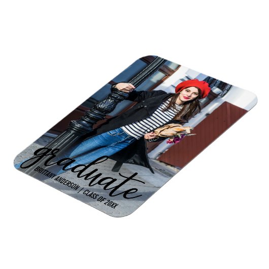 Magnet Flexible Faire-part de graduation de script moderne (Côté Gauche)