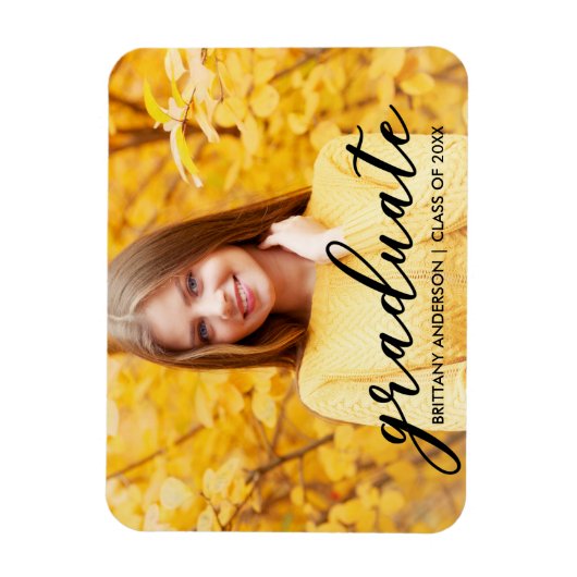 Magnet Flexible Faire-part de graduation de script moderne Photo B (Vertical)