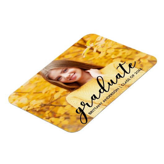 Magnet Flexible Faire-part de graduation de script moderne Photo B (Côté Gauche)