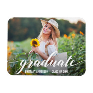Magnet Flexible Faire-part de graduation de script moderne photo W
