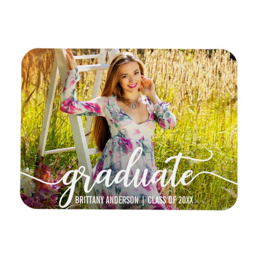 Magnet Flexible Faire-part de graduation de script moderne photo W (Horizontal)