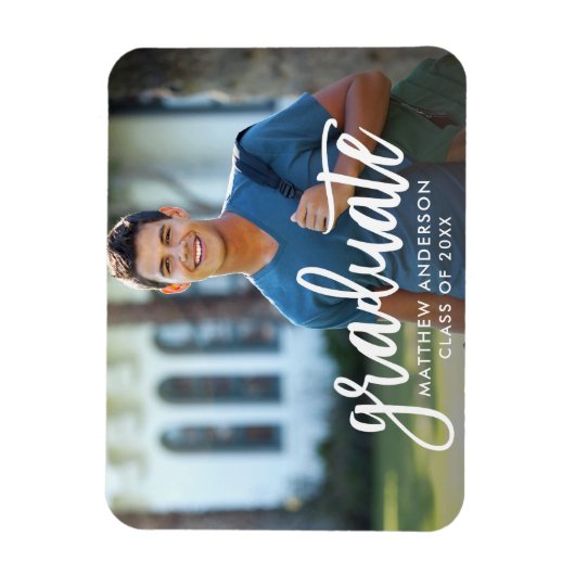 Magnet Flexible Faire-part de graduation du script de brosse moder (Vertical)