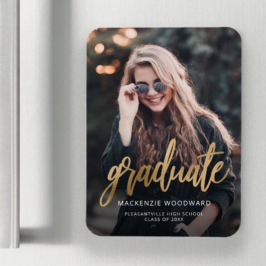 Magnet Flexible Faire-part de graduation du script d'or photo