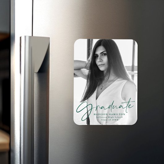 Magnet Flexible Faire-part de graduation élégante en Green Script
