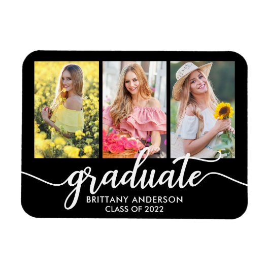 Magnet Flexible Faire-part de graduation moderne 3 photo (Horizontal)