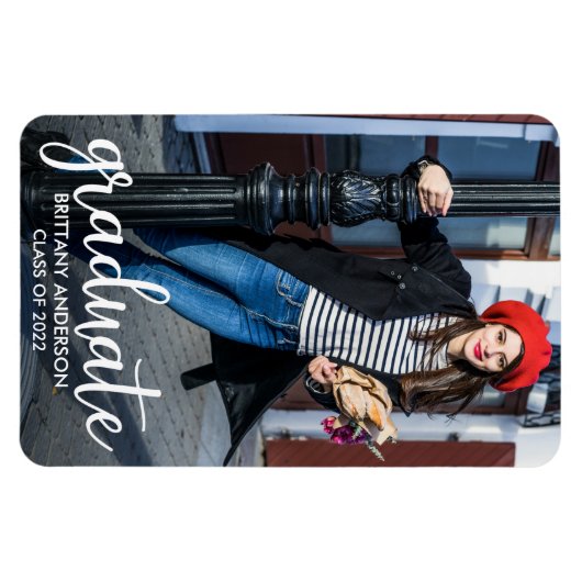 Magnet Flexible Faire-part de graduation photo de script moderne (Horizontal)
