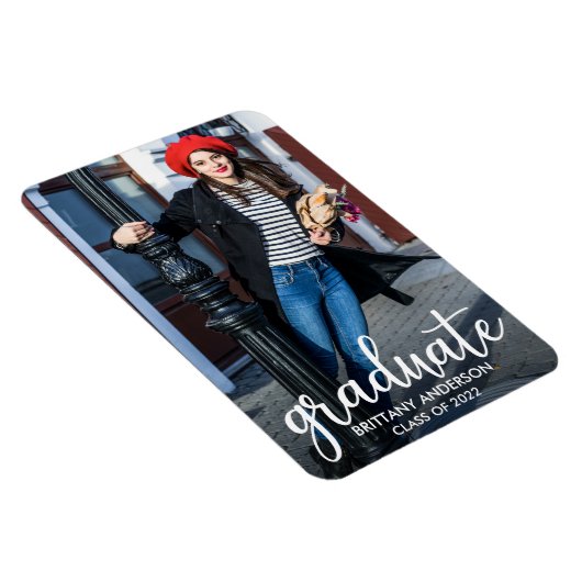 Magnet Flexible Faire-part de graduation photo de script moderne (Côté Droit)