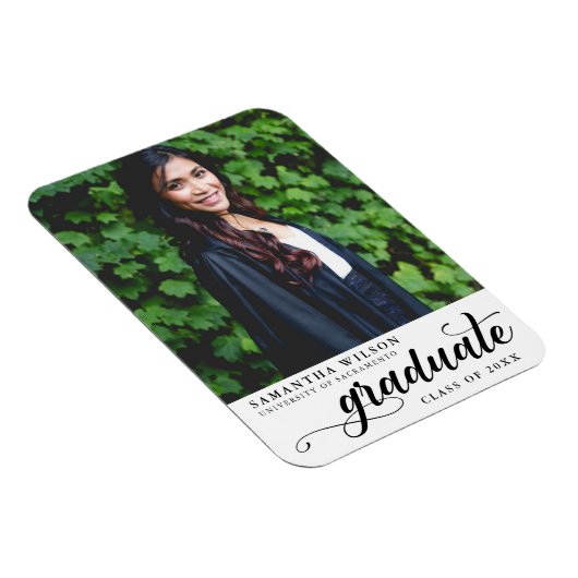 Magnet Flexible Faire-part de graduation photo de script moderne (Côté Droit)