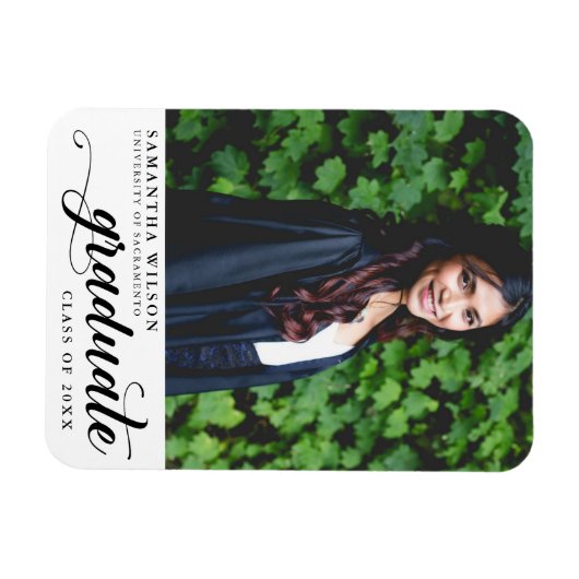 Magnet Flexible Faire-part de graduation photo de script moderne (Horizontal)