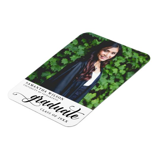 Magnet Flexible Faire-part de graduation photo de script moderne (Côté Gauche)