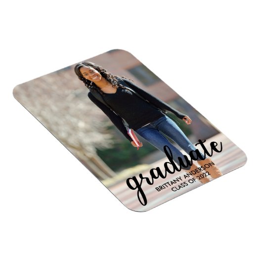 Magnet Flexible Faire-part de graduation photo de script moderne (Côté Droit)