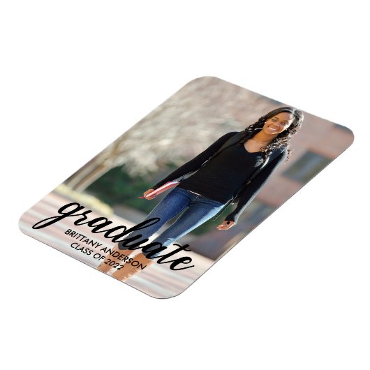 Magnet Flexible Faire-part de graduation photo de script moderne (Côté Gauche)
