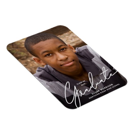 Magnet Flexible Faire-part de graduation photo recouvert de script (Côté Droit)