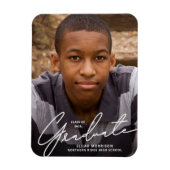 Magnet Flexible Faire-part de graduation photo recouvert de script (Vertical)