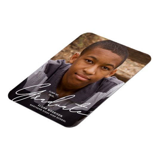 Magnet Flexible Faire-part de graduation photo recouvert de script (Côté Gauche)