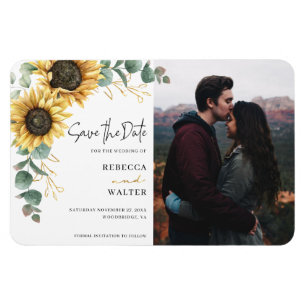 Magnet Flexible Faire-part de mariage à l'aquarelle Tournesol