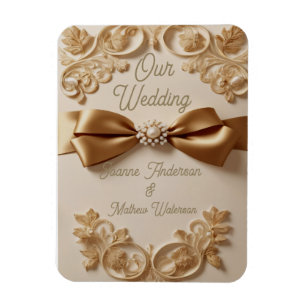 Magnet Flexible Faire-part de mariage à motif floral embossé – Nœu