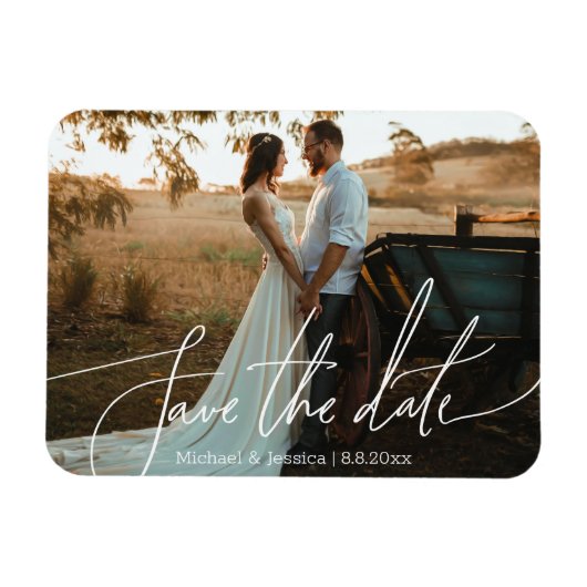 Magnet Flexible Faire-part de mariage avec écriture moderne et pho (Horizontal)