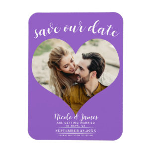 Magnet Flexible Faire-part de mariage avec photo et Purple Heart
