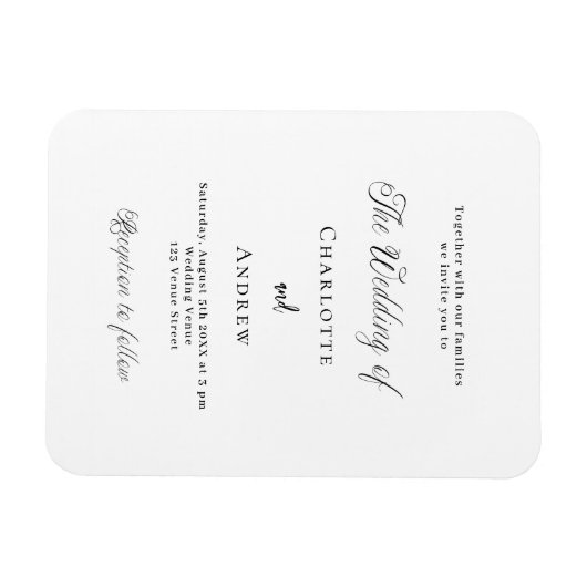 Magnet Flexible Faire-part de mariage classique noir (Horizontal)