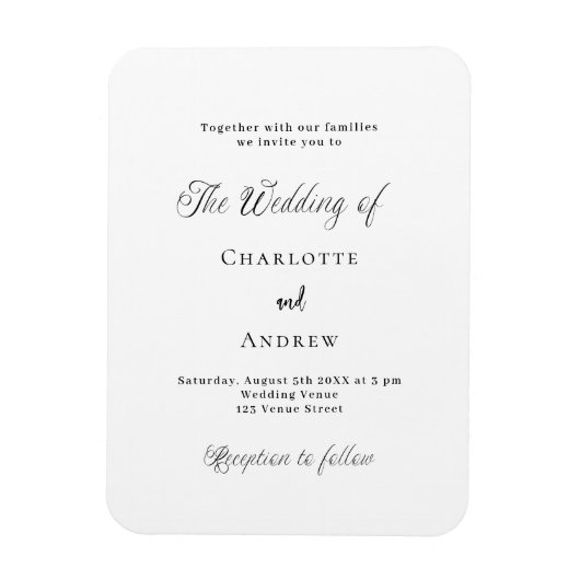Magnet Flexible Faire-part de mariage classique noir (Vertical)