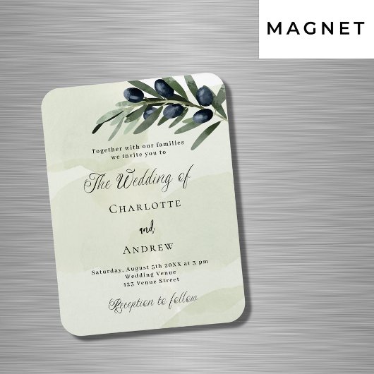 Magnet Flexible Faire-part de mariage d'aquarelle de la feuille d'