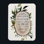 Magnet Flexible Faire-part de mariage de ferme rustique<br><div class="desc">Invitation de tranche de bois rustique mariage. Avec de beaux détails aquarelle. Cette invitation de mariage moderne est sûr de définir le style pour votre grand jour.</div>