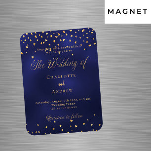 Magnet Flexible Faire-part de mariage de luxe de coeur bleu marine