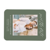 Magnet Flexible Faire part de mariage élégant écriture vert sauge  (Horizontal)
