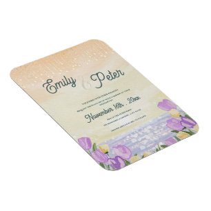 Magnet Flexible Faire-part de mariage floral aquarelle côtier