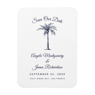 Magnet Flexible Faire-part de mariage moderne à Palm Beach bleu ma