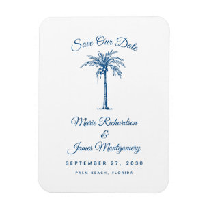 Magnet Flexible Faire-part de mariage moderne bleu plage