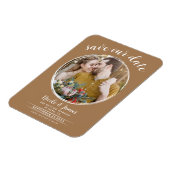 Magnet Flexible Faire-part de mariage moderne marron rond (Côté Gauche)