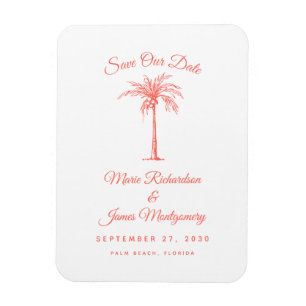 Magnet Flexible Faire-part de mariage moderne sur le thème des pal