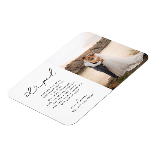 Magnet Flexible Faire-part de mariage Nous nous sommes enfuis Scri (Côté Gauche)