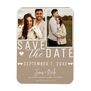 Magnet Flexible Faire-part de mariage photo 2 Beige Moderne