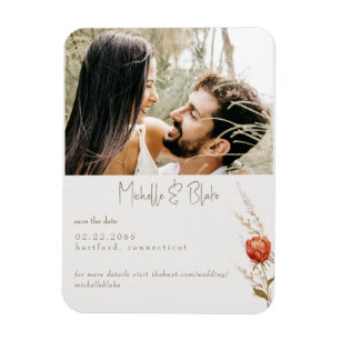 Magnet Flexible Faire-part de mariage photo florale en terre cuite