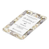 Magnet Flexible Faire-part de mariage rétro argent lis blancs (Côté Gauche)