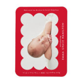 Magnet Flexible Faire-part de naissance à cadre moderne évasé roug (Vertical)