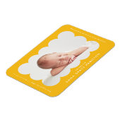 Magnet Flexible Faire-part de naissance avec cadre jaune moderne à (Côté Gauche)