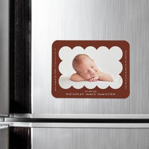 Magnet Flexible Faire-part de naissance avec cadre marron moderne