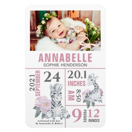 Magnet Flexible Faire-part de naissance bébé moderne (Vertical)