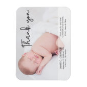 Magnet Flexible Faire-part de naissance bébé, script Merci (Vertical)