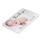 Magnet Flexible Faire-part de naissance bébé, script Merci (Côté Gauche)